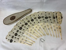 Tiffany & Co Carved Sequin Embroidery Silk Adorned Folding Hand Fan n Box Repair