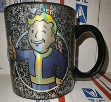2016 Fallout Vault Boy Just Funky 20oz Coffee Mug Cup Foil Large Black