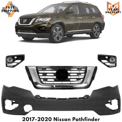 Front Bumper Cover Paintable & Grille Assembly For 2017-2020 Nissan Pathfinder