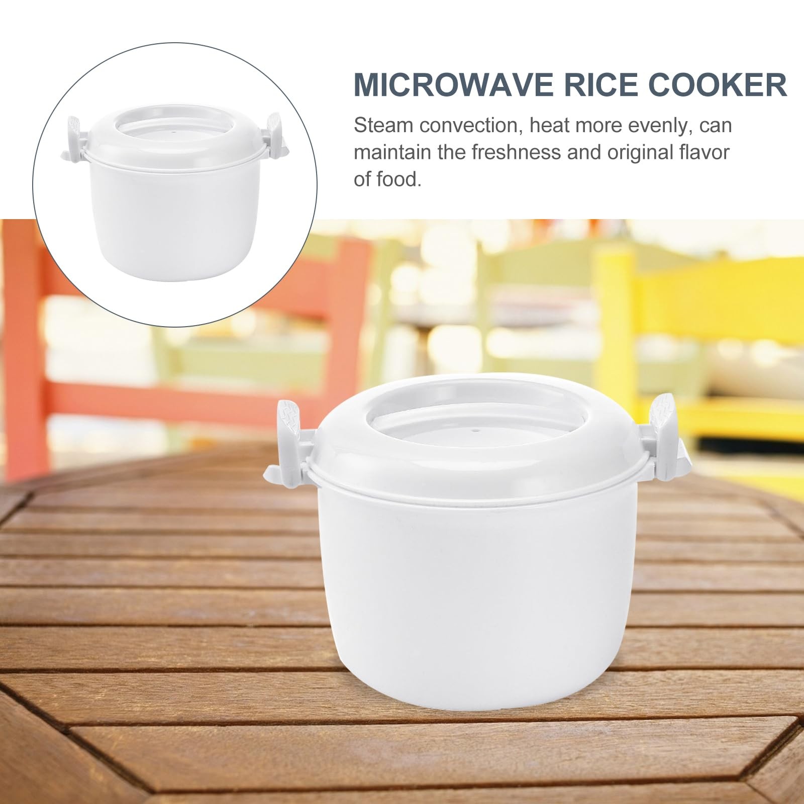 Microwave Rice Cooker Mini Steamer Maker Vegetable Pot Cookware Lid 18x18cm