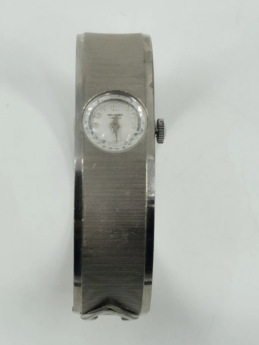 Vintage Welsbro Swiss 1950\'s Ladies Wristwatch with crystals VTG 1950s Welsbro Swiss Made manual wind 17j ladies watch  main image 4