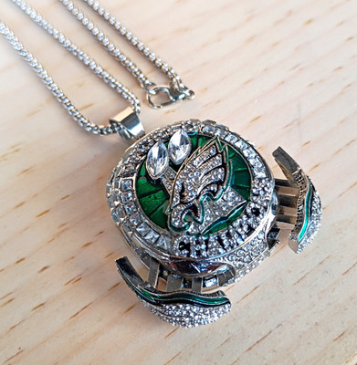 Philadelphia Eagles Super Bowl LIX Champions Silver/Green Necklace Pendant