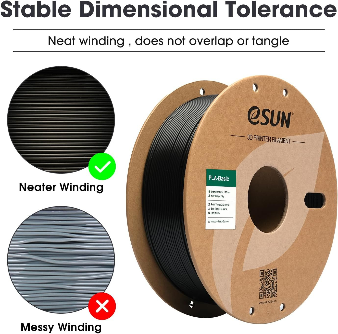 PLA Filament 1,75mm 1kg Schwarz Toleranz +/-0,03mm 3D Drucker Spule - Bild 2