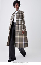 £699 - New - Karen Millen - Italian Check Balmacaan Coat - Uk Size 12