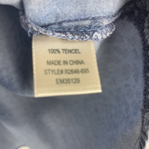Bella Dahl Blue Chambray Leopard Print High Low Hem Top - XS - Picture 6 of 7