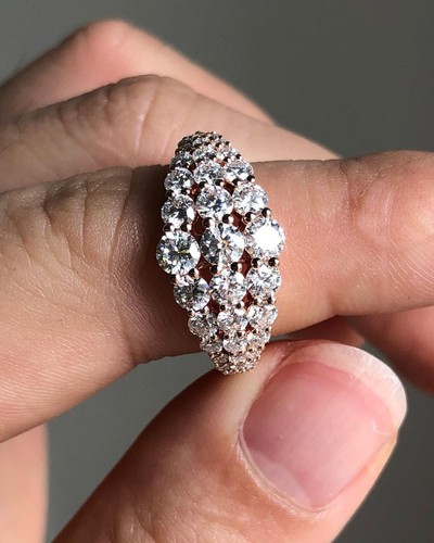 Unique Bridal Diamond Wedding Band, Round Lab Grown Eternity Wedding Band, - Picture 5 of 8