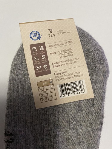 Calcetines de mezcla de lana Yak gris térmico 43-45 Mongolia - Imagen 6 de 6