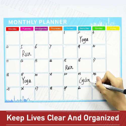 Magnetic Fridge Calendar Erase White Board Fridge Monthly Planner w/Pen Set AU - Picture 3 of 12