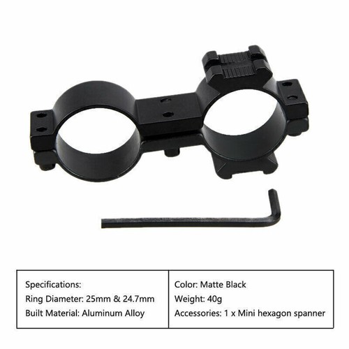 Scope Mount 1" 25.4mm Ring Adapter 20mm Picatinny Rail Bracket for Rifle Airsoft - Picture 23 of 39