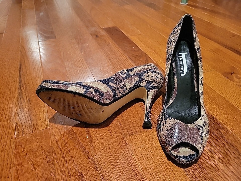 J Renee Stiletto High Heels Snakeskin Brown Black Beige Shoes Womens