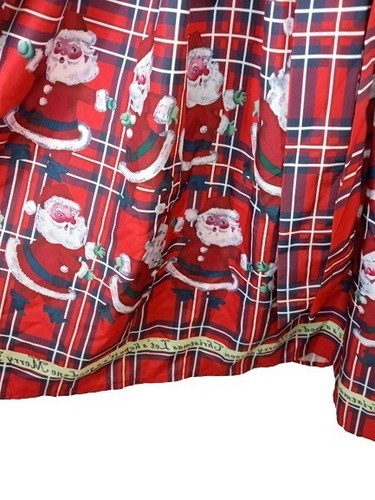 Zaful Womens Fit & Flare Dress Red Combo Plaid Santa Claus Tie Waist Lace Neck M - Picture 4 of 5