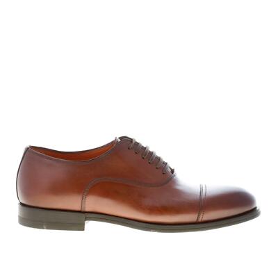SANTONI scarpe uomo Scarpa stringata francesina in morbida pelle marrone