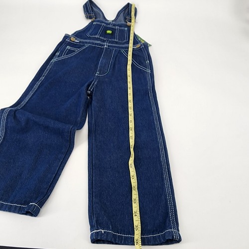 John Deere Bib Overalls Boy Girl Size 5 Denim Blue Jean Dark Wash Kid NEW - Picture 6 of 10