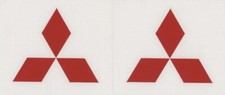 2 New  Mitsubishi Logo 3 Red Decals Stickers  Car Show Window Decal