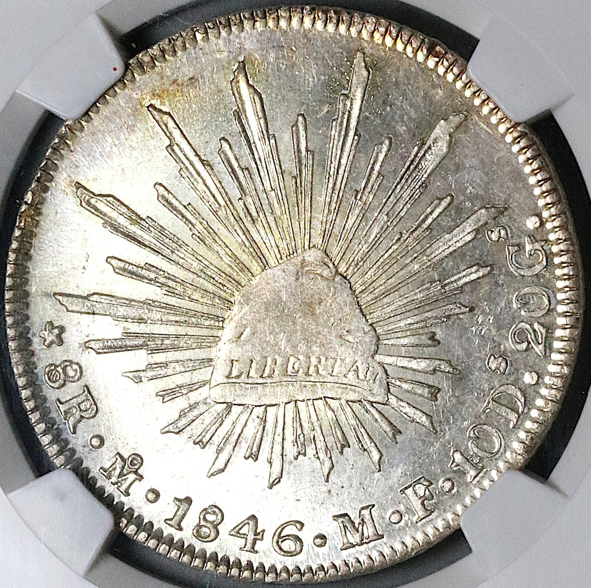 1846-Mo NGC MS 62 Mexico 8 Reales Near PL Cap Rays Mint Silver