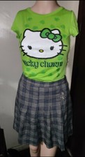 Plaid skirt , skort , dark academia pleaded ,High Waisted gray/blue size xs
