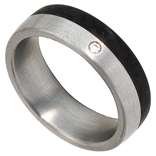 Socio Anillo Con Diamante Brillante, Acero Inox Con Carbono, Unisex - Imagen 1 de 2