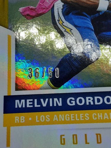 2017 Score Gold Zone Parallel #ed /50 - Melvin Gordon #131 Baltimore Ravens - Picture 3 of 3