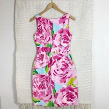 LILLY PULITZER hotty pink First Impressions Collins silk shift dress SIZE 0