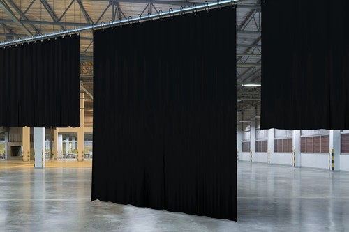 Black Stage Curtain/Backdrop/Partition, 15 H x 30 W Non-FR - Picture 2 of 9