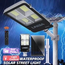 9999000LM Commercial LED Solar Street Light Motion Sensor Dusk-to-Dawn Road Lamp