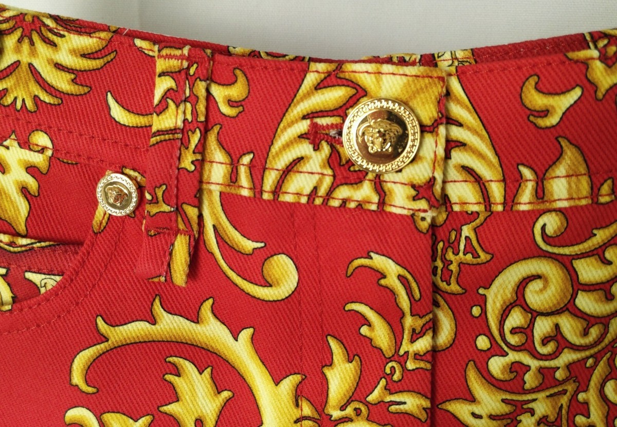 ショートパンツ VERSACE Woman Short Orange 78HAD51BES138SS0 565 Outline Barocco Denim Shorts Orange | VERSACE US