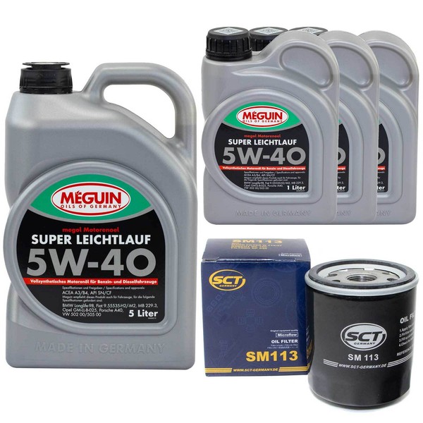 MotoröL Set SAE 5W-40 Vollsynth Meguin 8 Liter + ÖLfilter FüR Citroen Peugeot J9-image