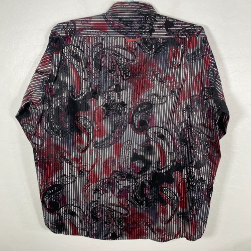 Luchiano Visconti Shirt Mens 4XL Gray Button Up Long Sleeve Paisley Striped - Picture 4 of 10