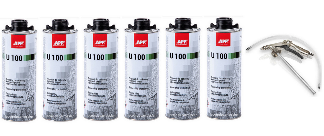 Anti gravillon noir U100 U200 en carton de 6 cartouches avec pistolet blackson pour bas de caisse