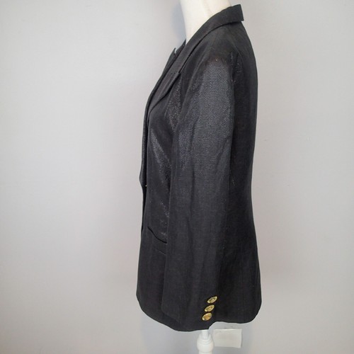 Escada Metallic linen cotton blend Blazer Size 42 jacket black - Picture 9 of 16