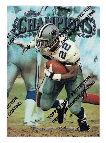 Carta non comune Emmitt Smith Dallas Cowboys 1997 Topps Finest Champions con rivestimento - Foto 1 di 2