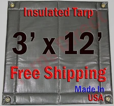3' x 12' Insulated Poly Tarp 1/4" Foam Core Concrete Padding Wall Cushion Kiln