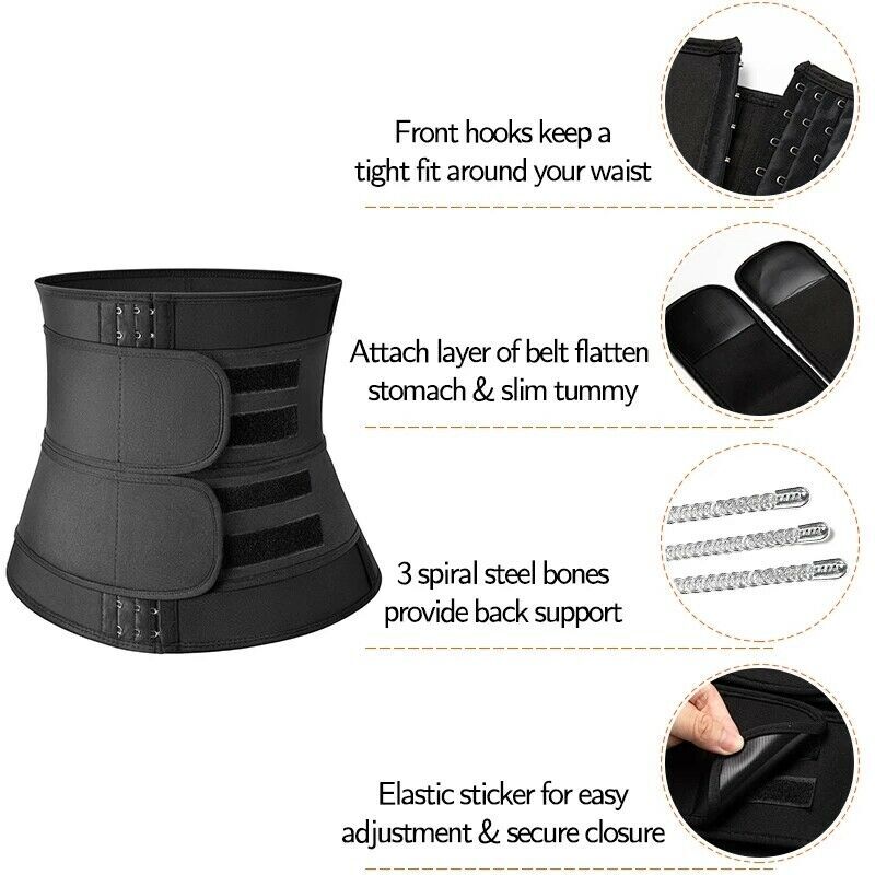 Double Control Waist Trainer Shaper Loss Weight Cincher Exercise Sport Belt USA