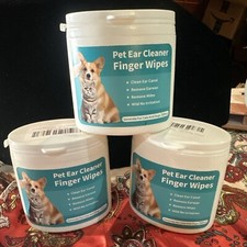 Dog Cat Ear Finger Wipes Earwax , Mites, Mild No Irritation 50 Pads X 3 New 150