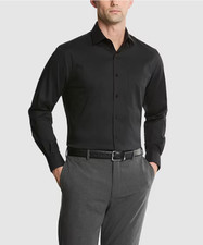Van Heusen Everyday Defense Stain Shield Men's Fitted Shirt, Black, Medium