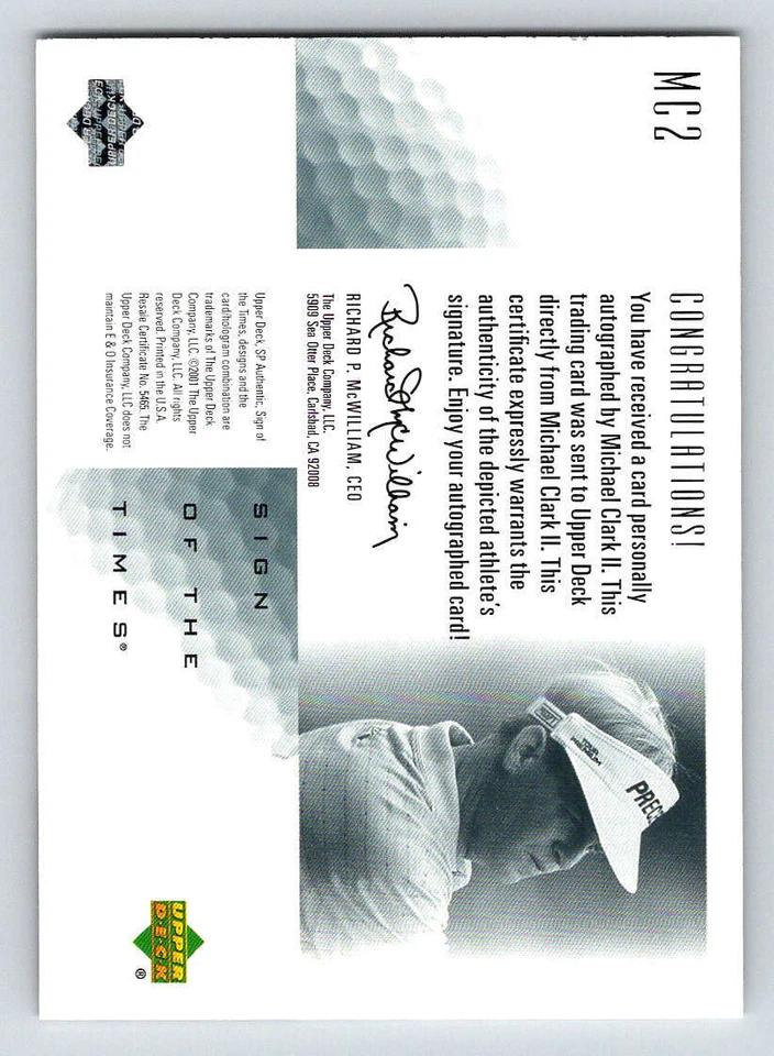 2001 SP Authentic Sign of the Times #MC2 Michael Clark II (ref 187681) - Image 2 of 2