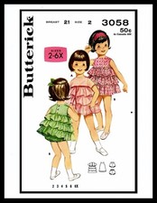 Butterick 3058 Pattern RUFFLED Sundress Dress Frock Slip & Bloomers