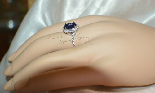 5 ct. PREMIUM Simulate AAA TANSANITE & 48 DIAMOND GYPSY 14K WHITE GOLD PL S-8 - Bild 11 von 12