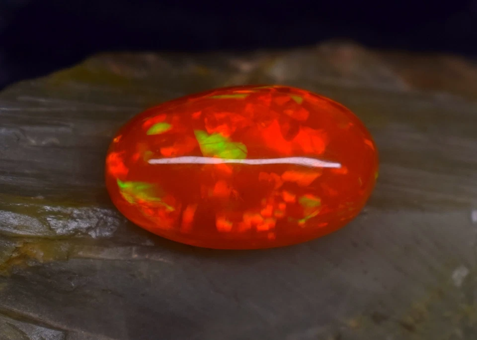 6.90 Carat Natural Ethiopian Honeycomb Fire Orange Opal Cabochon Gemstone, - Image 4 of 4