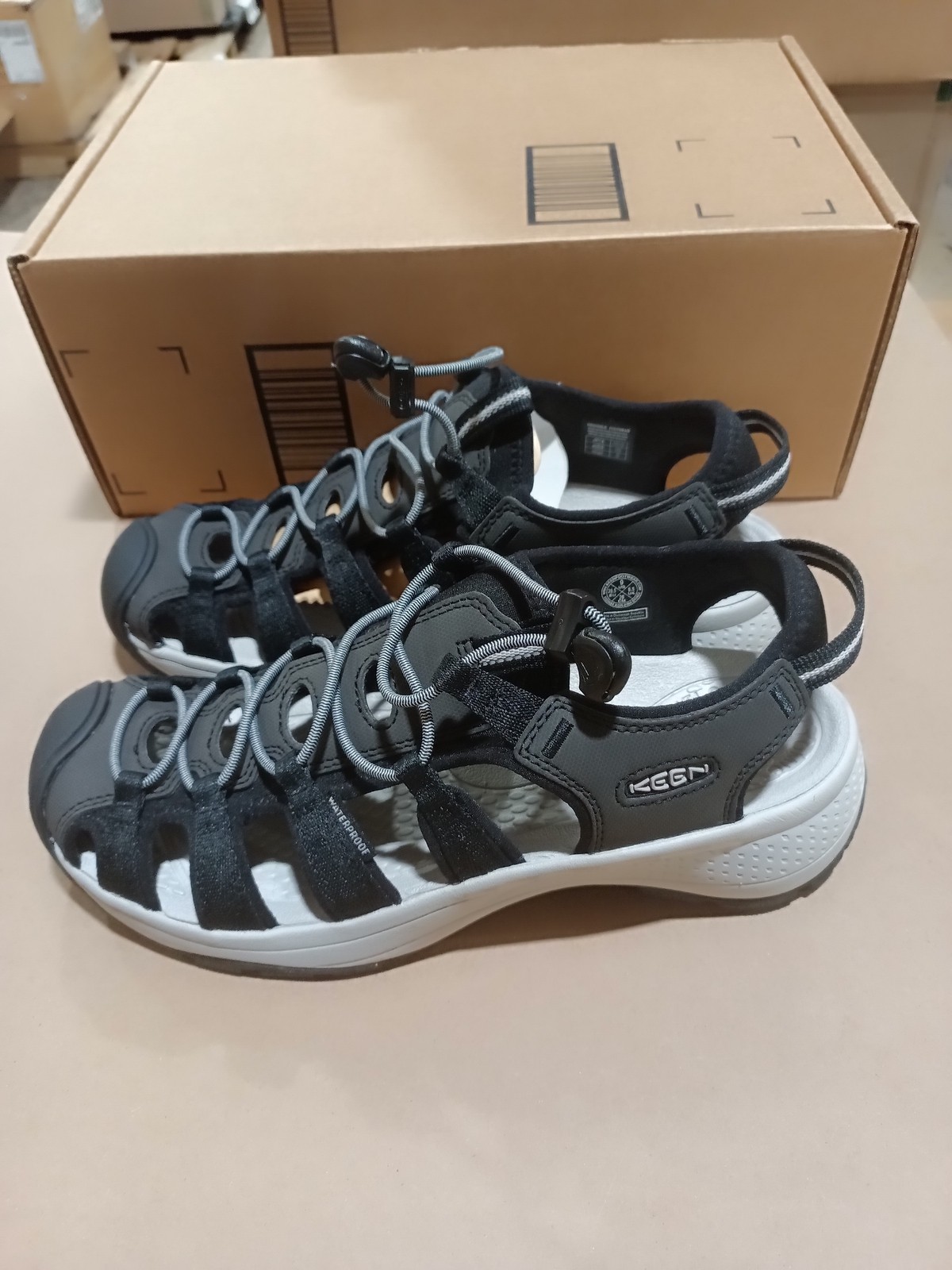 Usati come nuovi_KEEN Sandali donna Astoria West punta chiusa nero grigio 