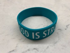 Christian Rubber Wristbands Faith God Lot of 10 Blue NEW God Is Stronger