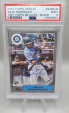2022 Topps Update 1987 Black JULIO RODRIGUEZ RC On Card Auto #’d /199 PSA 9 MINT