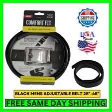 Men's Leather Belt, Adjustable Size - 28" to 48" Comfort Fit w/ Removable Buckle