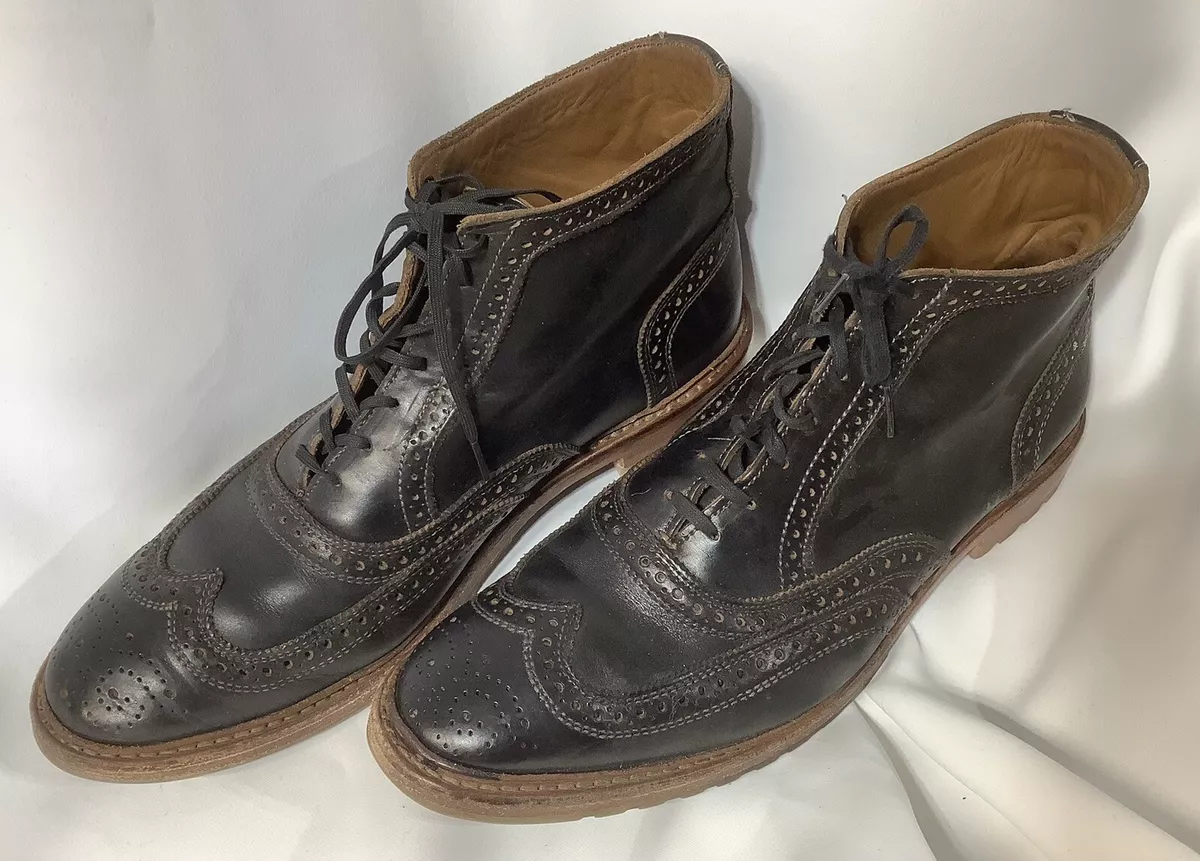 Allen Edmonds Stirling Black Leather Wingtip Lace Up Boot 12 D 7585