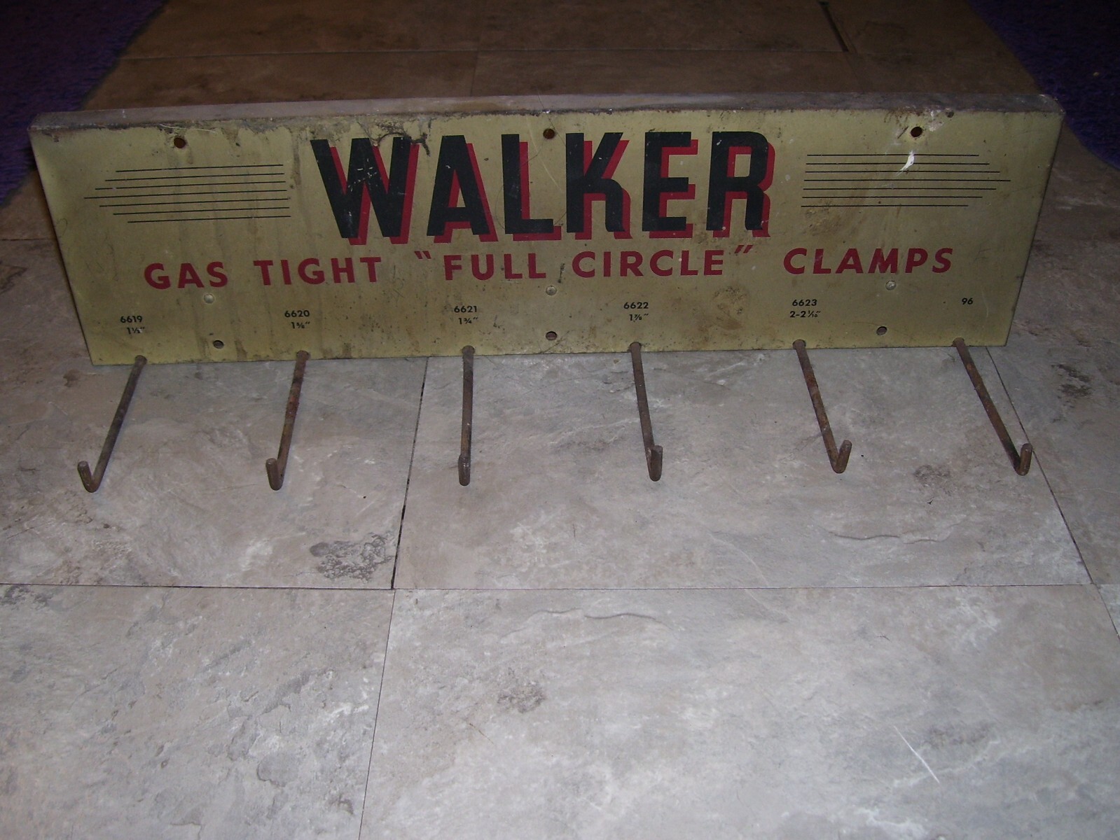Walker Gas Tight Full Circle Clamps Store Display Ad Rack Gas Station