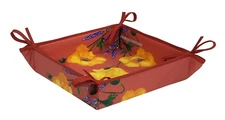 French Provencal Bread Basket Poppies Lavender Red/Yellow Made In France