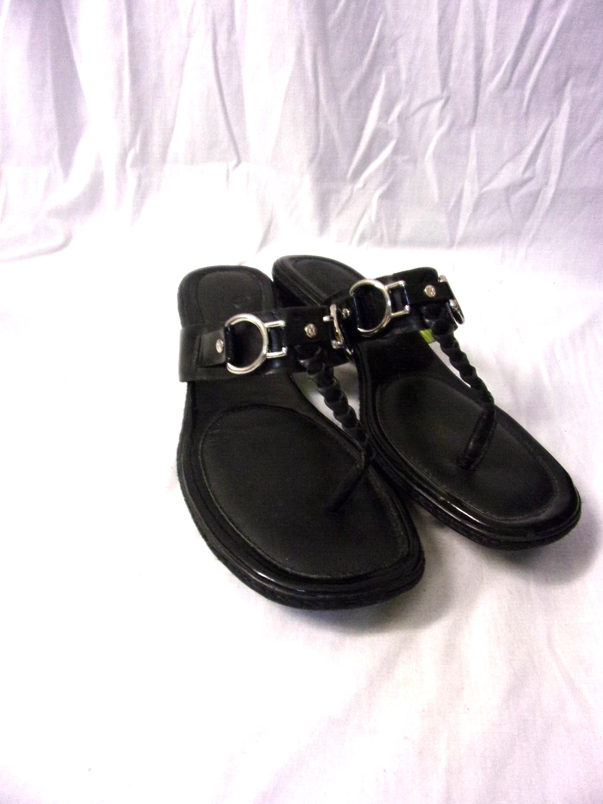 NIKE Infradito donna Cole Haan pelle nera argento punta cavallo 8 B nuovo senza scatola