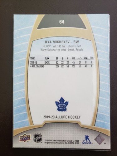 2019-20 Ilya Mikheyev Rookie Upper Deck Allure - Picture 2 of 2