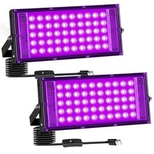 2pcs 50W LED Black Lights for Glow Party Stage UV Blacklight Floodlight 395nm US