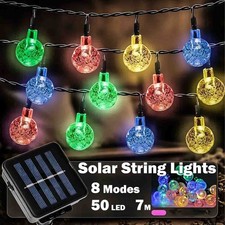 23 FT 50 LED Solar Globe String Lights 8 Lighting Modes, Waterproof Patio Light